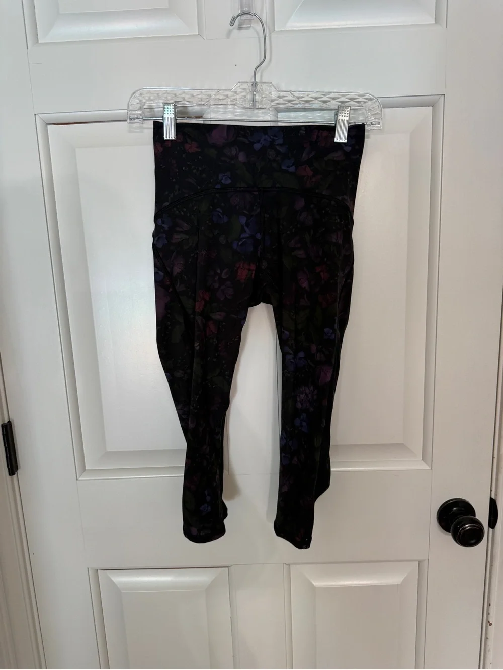 lululemon Train Times Crop Black Frozen Floral Black Crop Leggings 25664